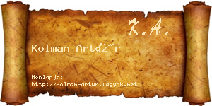 Kolman Artúr névjegykártya